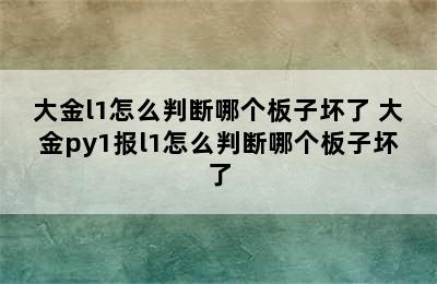 大金l1怎么判断哪个板子坏了 大金py1报l1怎么判断哪个板子坏了